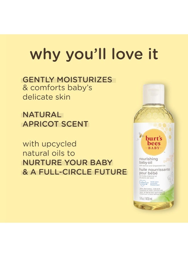 Burt's Bees Baby Oil, Nourishing Baby Moisturiser With Apricot Oil, Paediatrician-Tested, 147.8 ml - Image 3